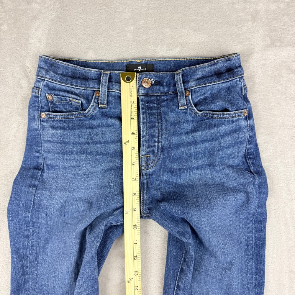 7 For All Mankind Josefina Jeans Women 27 Blue Skinny Boyfriend Button Fly Crop - Picture 9 of 14